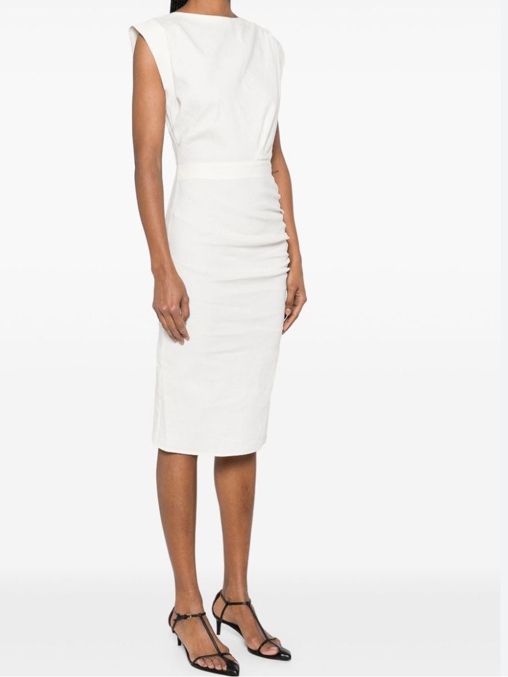 Pinko Cielo White Midi Pencil Dress with cut out